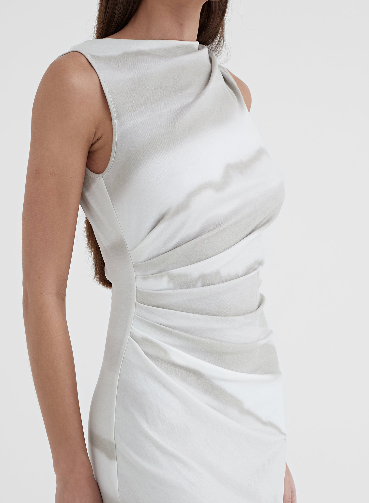 Printed Ruched Jersey Midaxi Dress